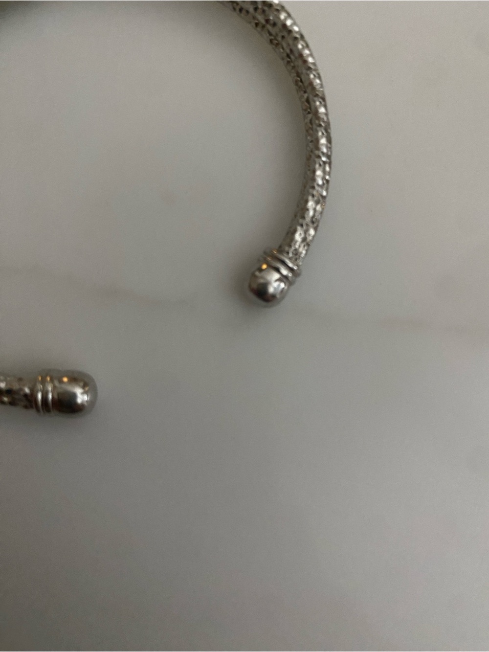 Silver-Tone “Diamond cut” silver bead Cuff Bracelet - Women's Jewelry - Picture 5 of 5